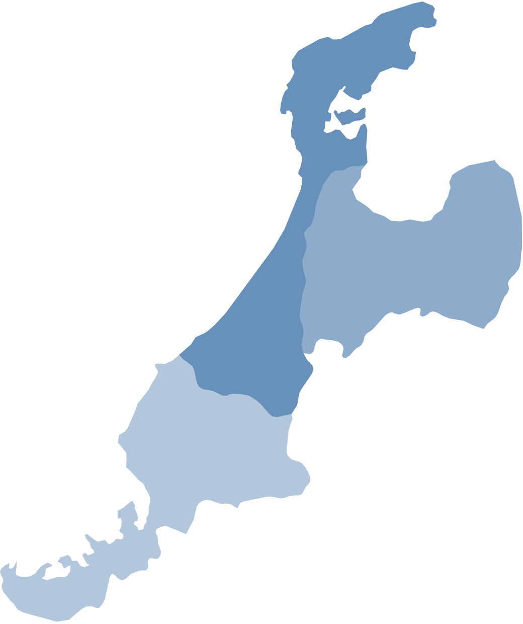北陸3県の地図